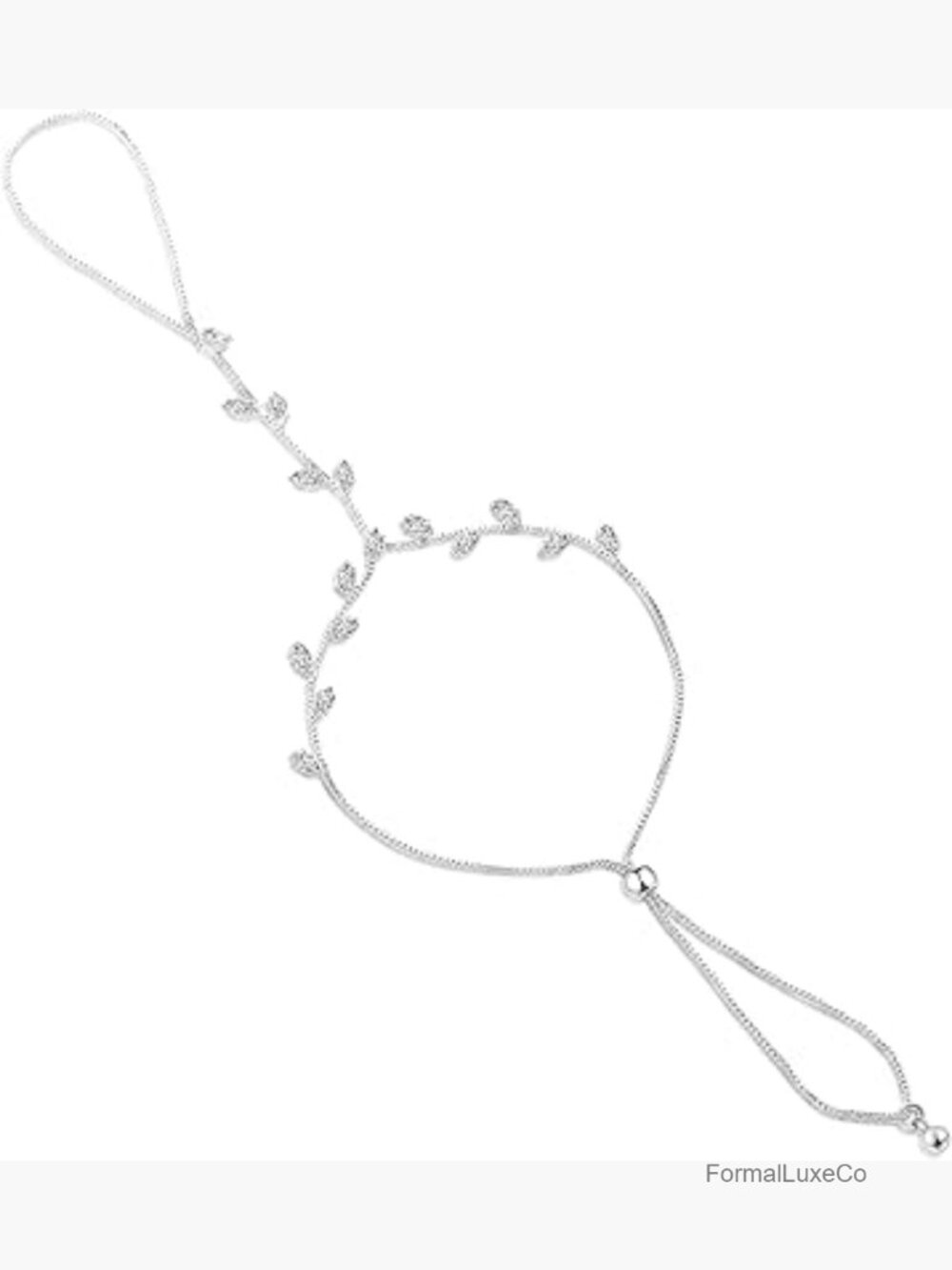 Cubic Zirconia Cluster Bangle Hand Harness Bracelet Chain Adjustable